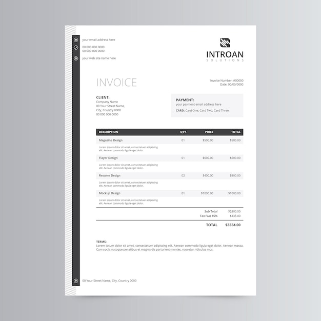 ベクトル クリーンでモダンな請求書テンプレート