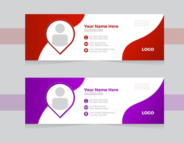 Clean attractive Email signature design Template layout vector illustrations