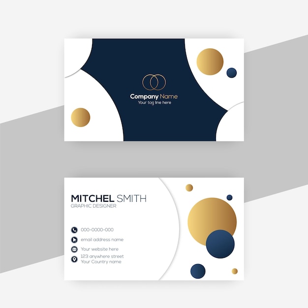 Clean black white and golden business card design