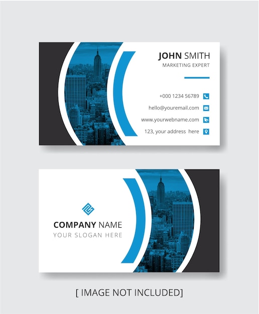 Clean blue business card design template