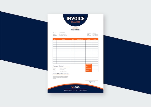 Clean business invoice template design