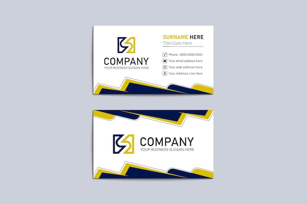 Clean business style blue and yellow business card template