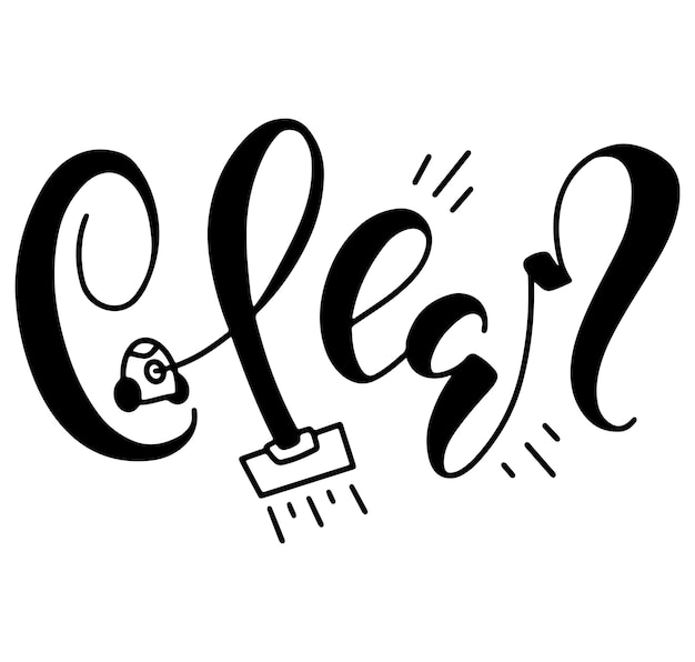 Clean calligraphy vector illustration with doodle vacuum