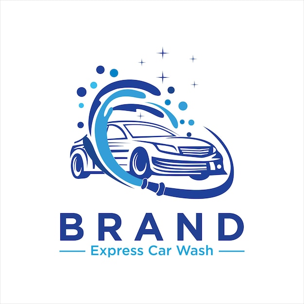 Simbolo dell'emblema dell'icona del logo dell'autolavaggio pulito design