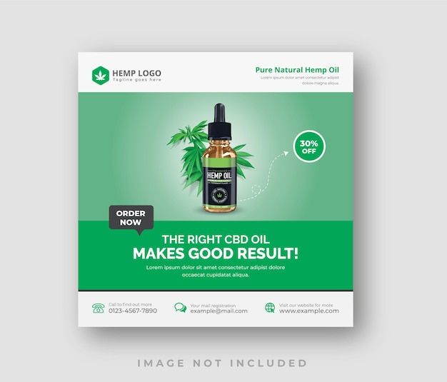 Vector clean  cbd oil hemp cannabis product sale promotional instagram post social media and web banner