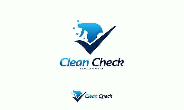 Вектор концепции дизайна логотипа Clean Check, шаблон логотипа спрей