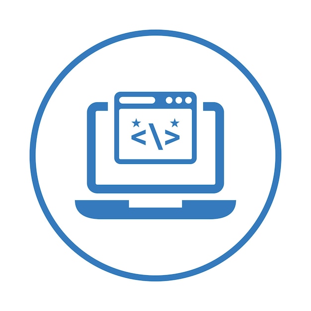 Clean coding icon blue color design