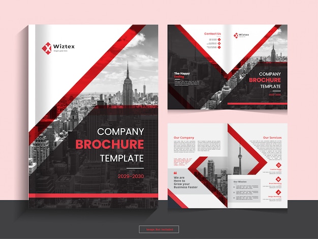 Clean corporate bi fold business brochure design template in A4 format.