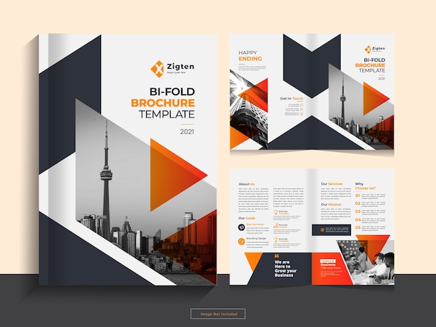 Clean corporate bi fold business brochure design template
