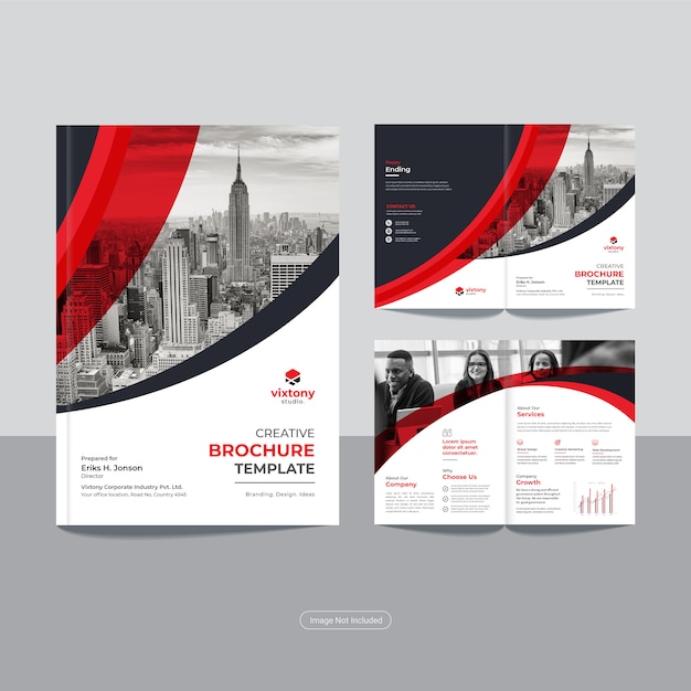 Vector clean corporate bi fold business brochure design template