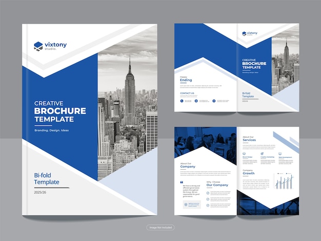 Clean corporate bi fold business brochure design template