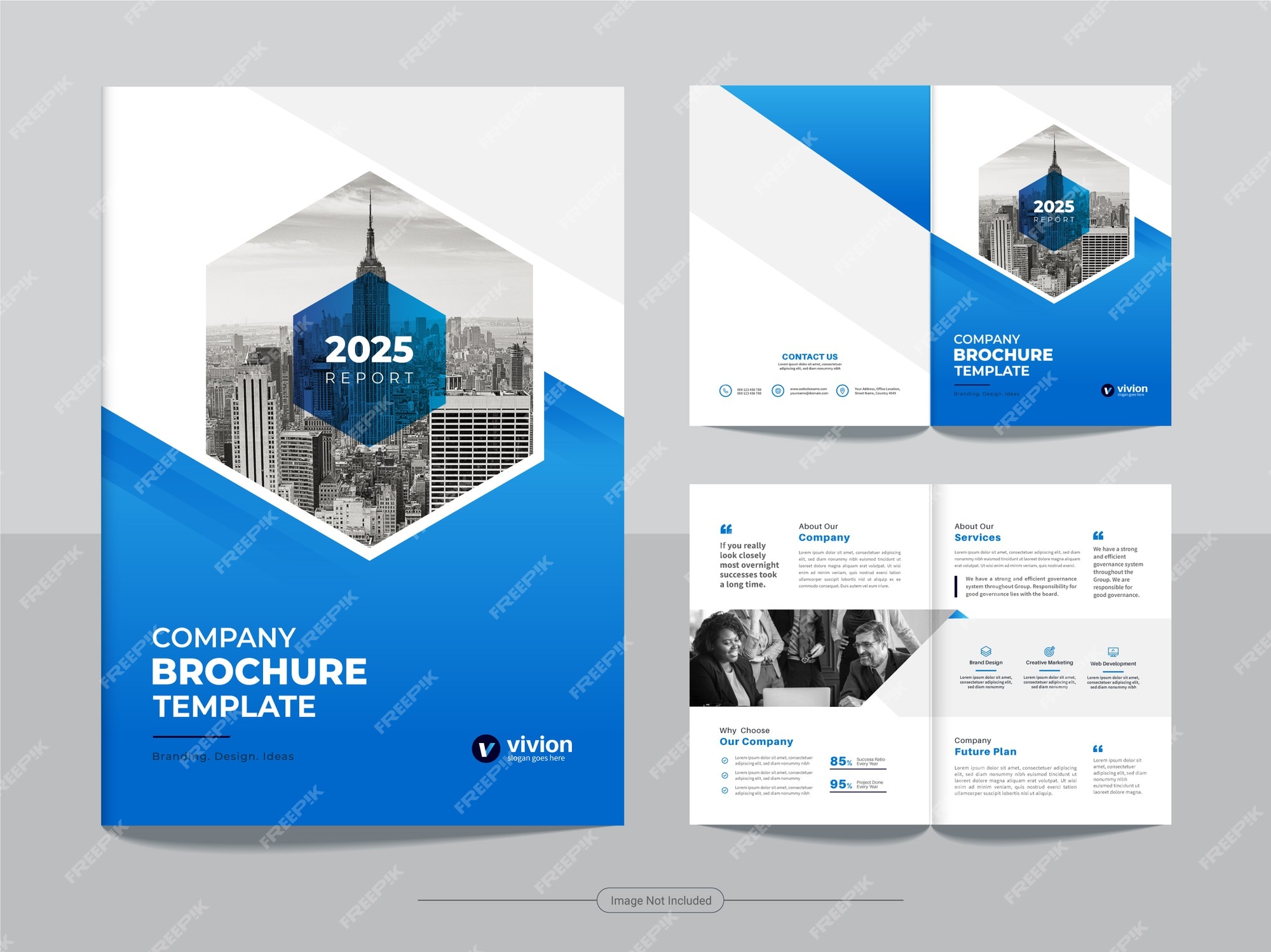 Premium Vector | Clean corporate bifold business brochure design template  with blue gradient color