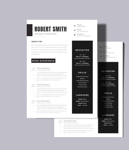 Vector clean cv template