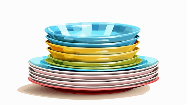 clean dishplate stack in plastic basket after washing
