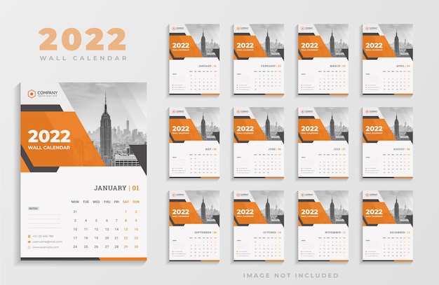 Vector clean elegance 2022 wall calendar design