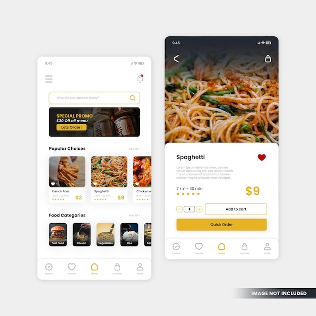 Vector clean elegant modern food delivery app ui design for food and beverage restaurant company