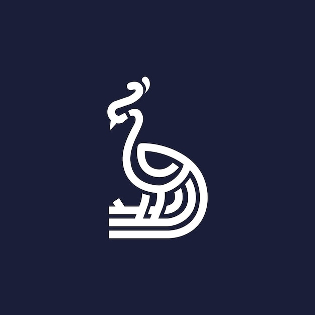 Clean elegant peacock one color logo design inspiration