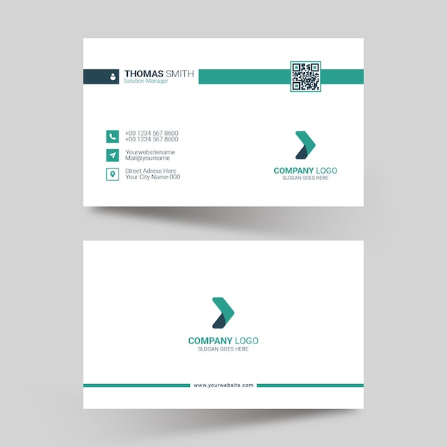 clean elegant professional green and white business card template design