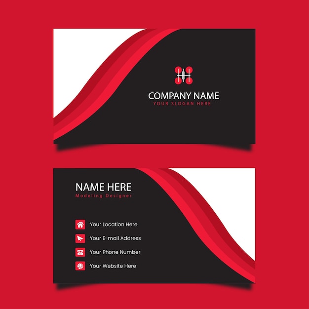 Clean and Elegant Red and White Business Card Template