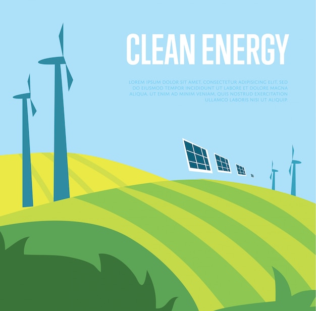 Vector clean energy illustration. wind power generation