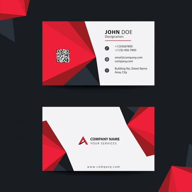 Чистый плоский дизайн black and red premium корпоративный бизнес-визитная карточка