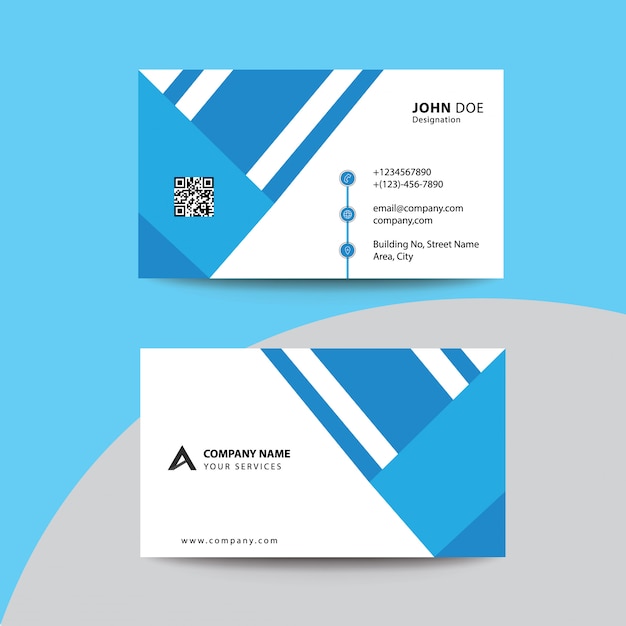 Clean Flat Design Black Sky Blue Premium zakelijke visitekaartje