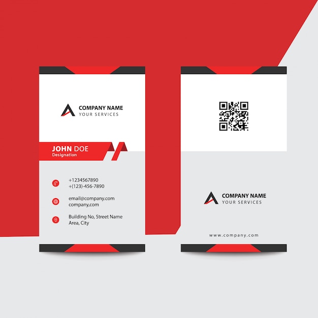 Clean Flat Design Red Black Minimale stijl Zakelijk visitekaartje voor bedrijven