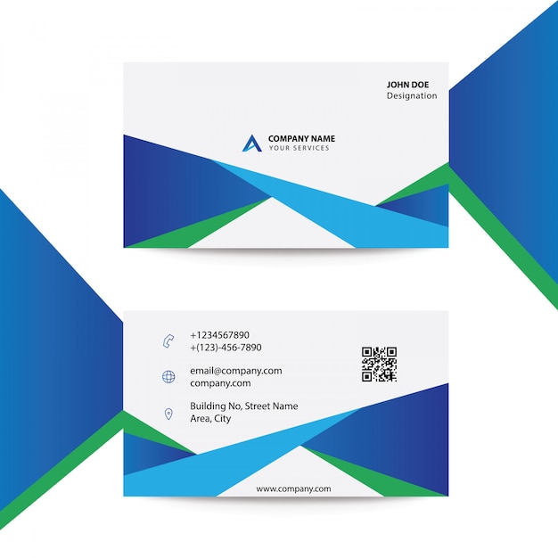 Clean flat modern corporate blue color busines card template