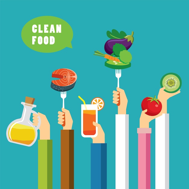 Clean food concept flat design