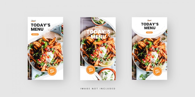 Vector clean food menu social media stories template collection