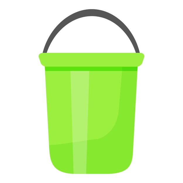 Clean green bucket icon cartoon vector Cleaner equipment Wash services
