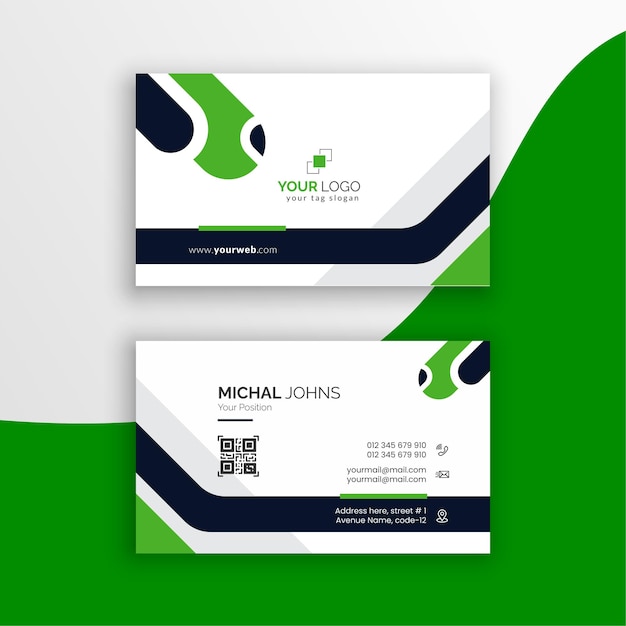 Vector clean green color business card template design layour