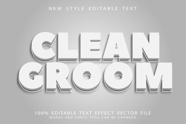 Clean groom editable text effect emboss modern style