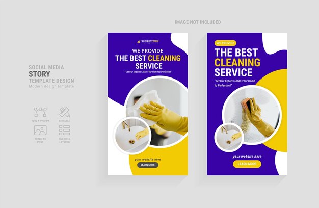 Clean home service social media stories design set