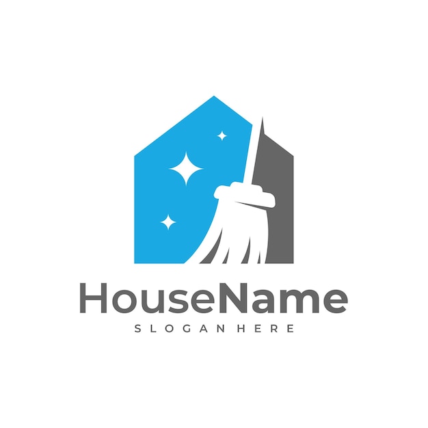 Vector clean house logo designs concept cleaning service logo vector template