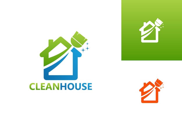Clean House Logo Template Design Vector, Emblem, Design Concept, Creative Symbol, Icon