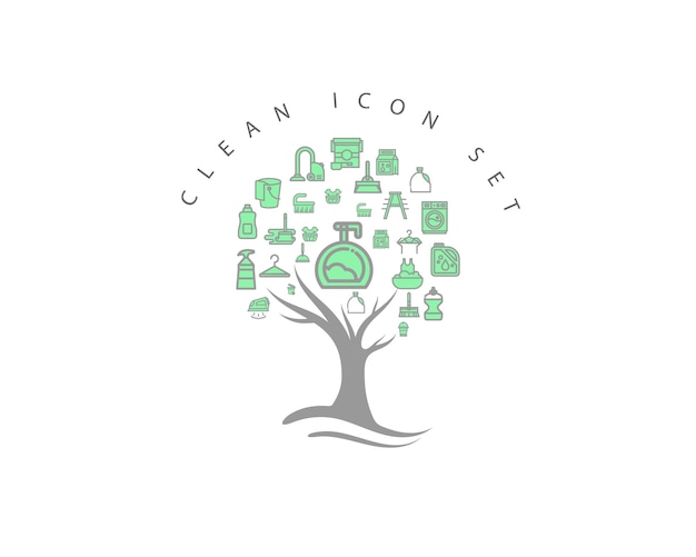 Clean icon set on white background Premium Vector