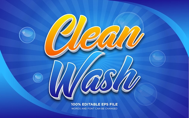 Vector clean laundry editable text style effect