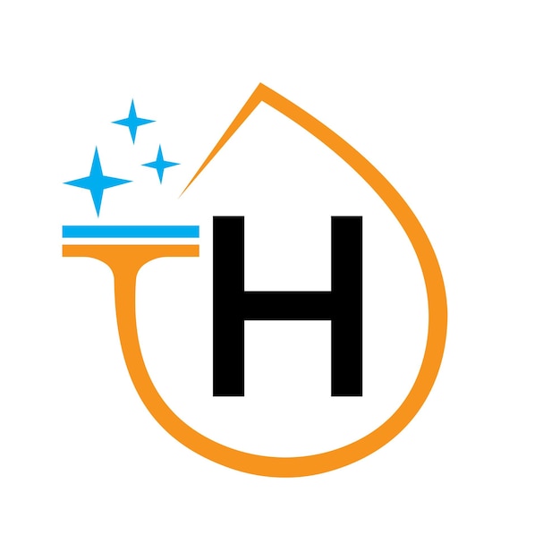 Clean Logo Design On Letter H With Water Symbol Maid Sign