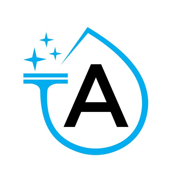 Clean Logo Design On Letter A With Water Symbol Maid Sign
