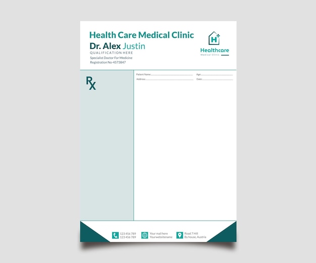 Vector clean medical healthcare prescription template for empty doctor letterhead pad vector