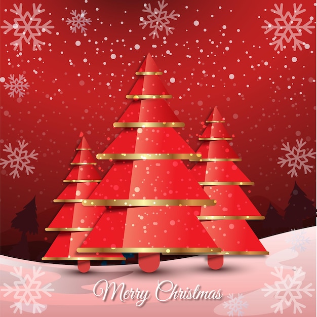 Vector clean merry christmas and happy new year background with christmas tree vector