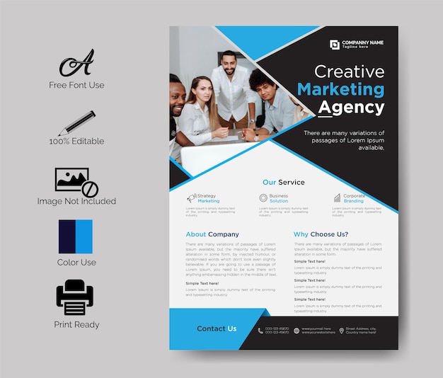 Clean and minimal business flyer design template premium vector