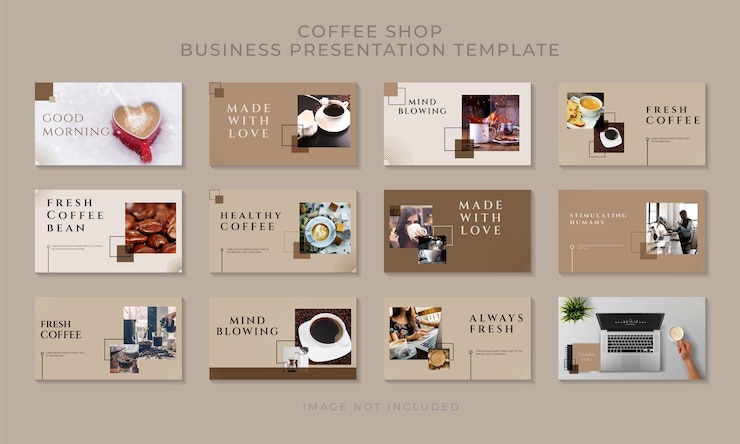 Vector clean and minimal coffee shop business presentation templates premium vector illustration