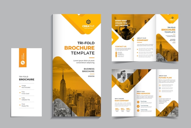 чистый и минимальный корпоративный шаблон оформления бизнес-брошюры trifold