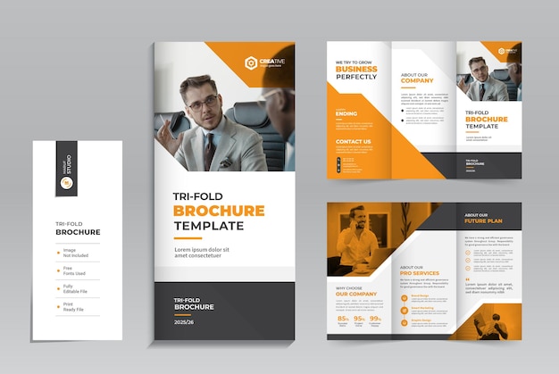 clean and minimal corporate trifold business brochure design template