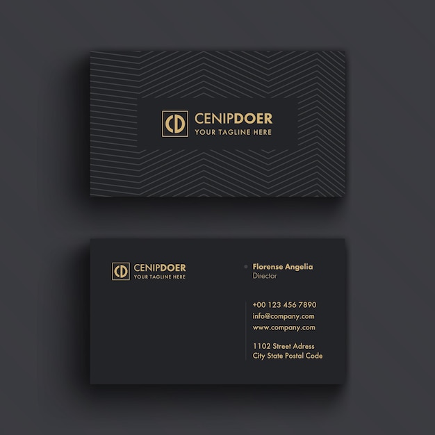 Vector clean and minimal dark grey business card template premium vector