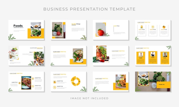 Clean and minimal Fresh Food business presentation templates premium vector illustration