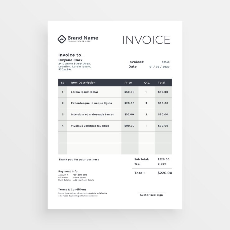 Vector clean minimal invoice vector template design