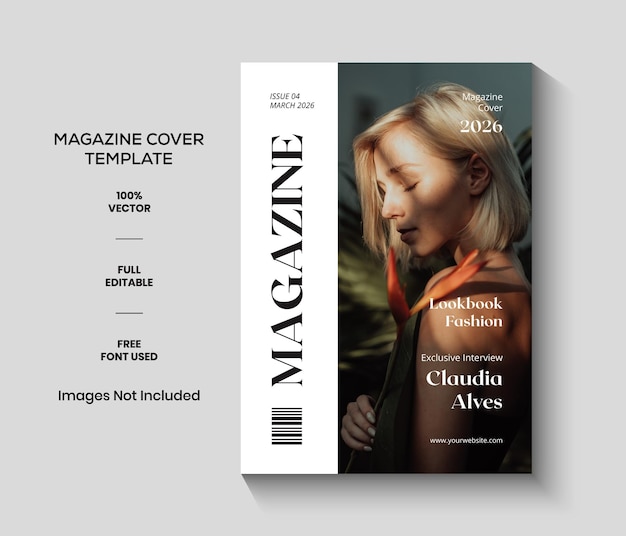 Clean Minimalist Lookbook Fashion Magazine Cover Template